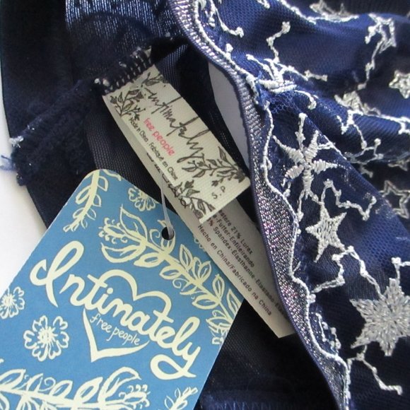 Free People Luna Bralette Navy Silver Stars Size S - Picture 4 of 7